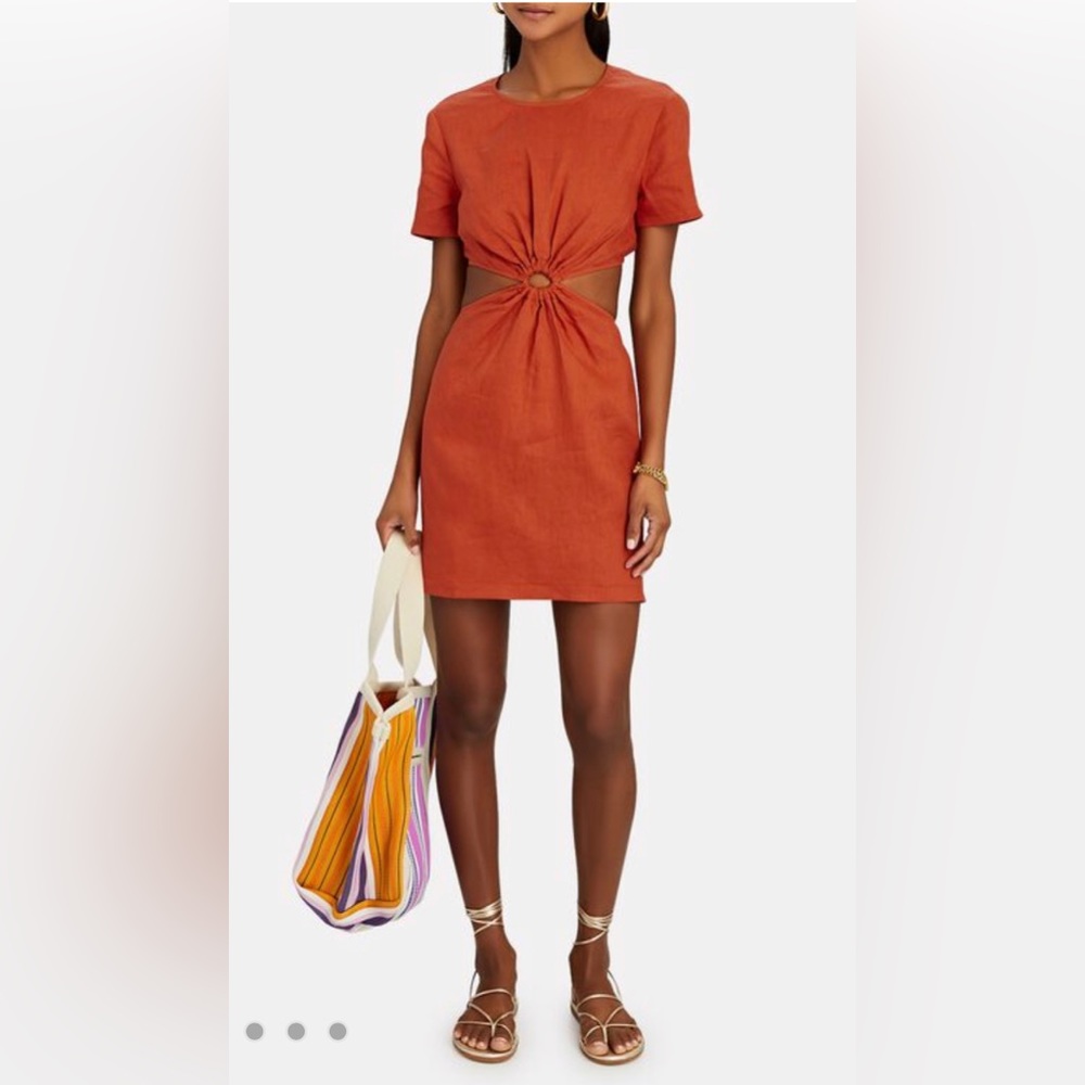 STAUD Epona Cut-Out Linen Mini Dress NWOT